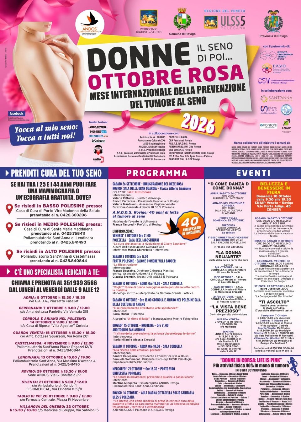 Ottobre rosa 2026: programma, camminate ed eventi.